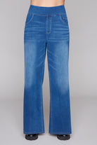 Blue jeans on a plain background
