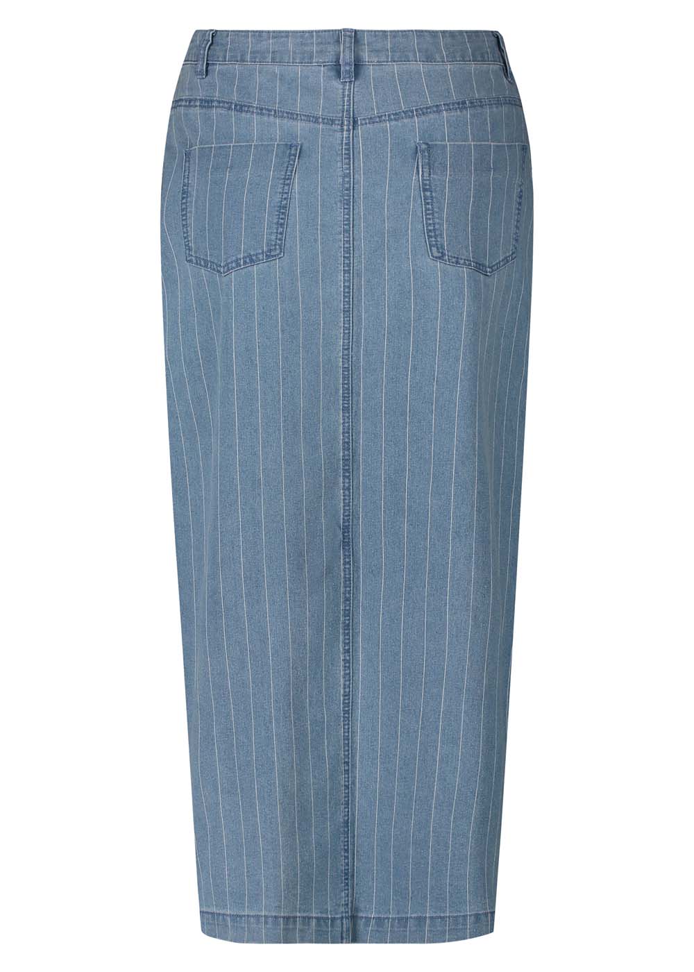 Off Figure Pinstripe Denim Maxi Skirt - Back