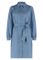 off-figure image of blue button up dress