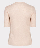 Back View of Beige ribbed sweater on a white background