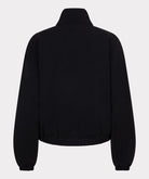 Back View of Black jacket on a light gray background