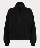 Black half-zip sweatshirt on a light gray background