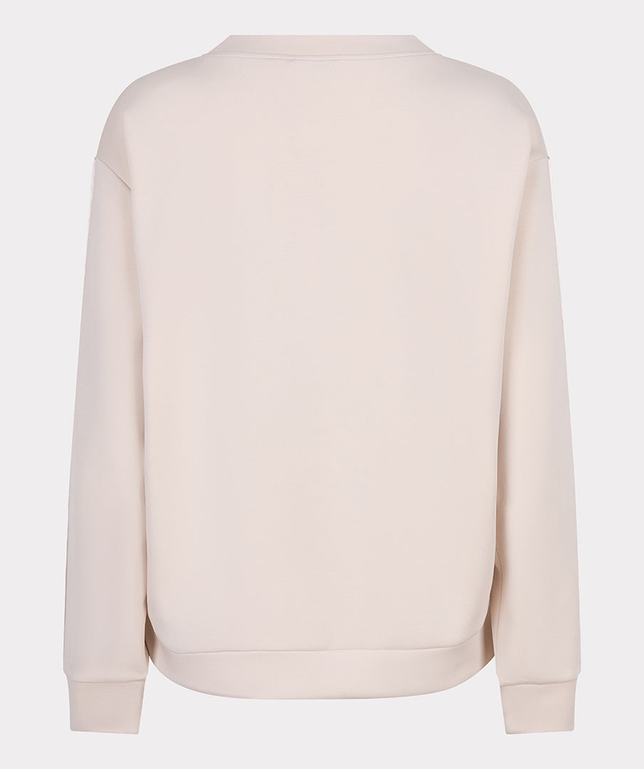 Back View Beige sweatshirt on a light gray background