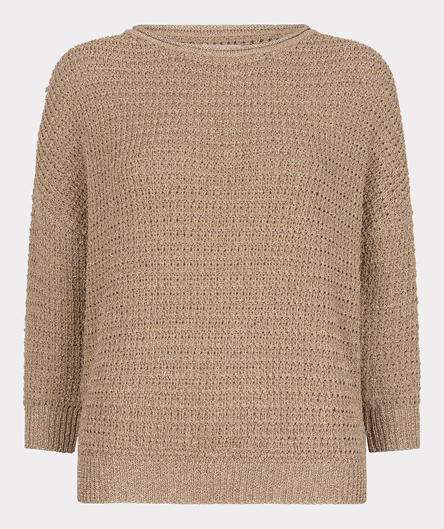 Beige knitted sweater on a white background
