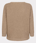 Back View of Beige knitted sweater on a white background