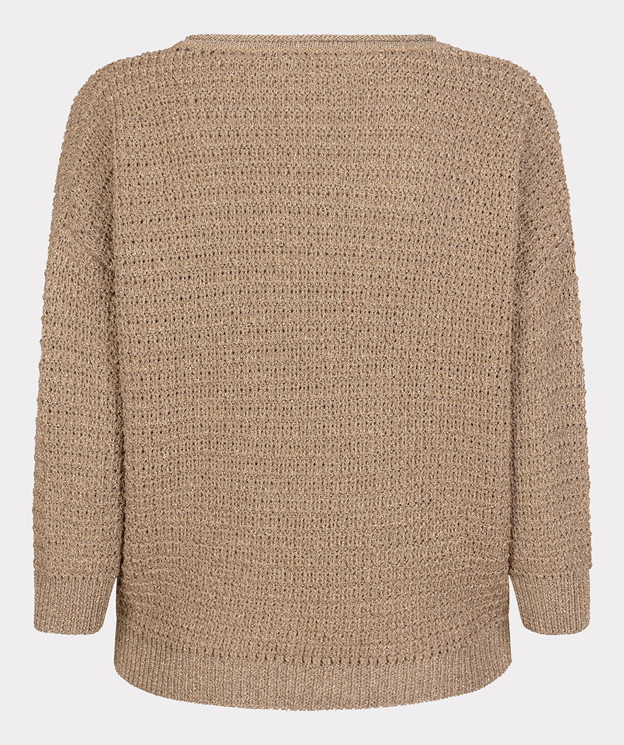 Back View of Beige knitted sweater on a white background
