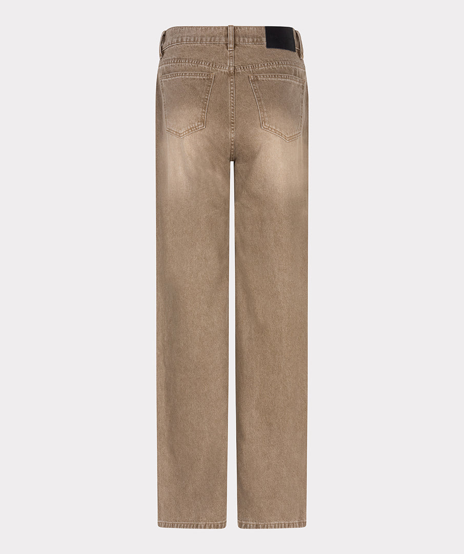 Back View Off Figure of Beige jeans on a white background
