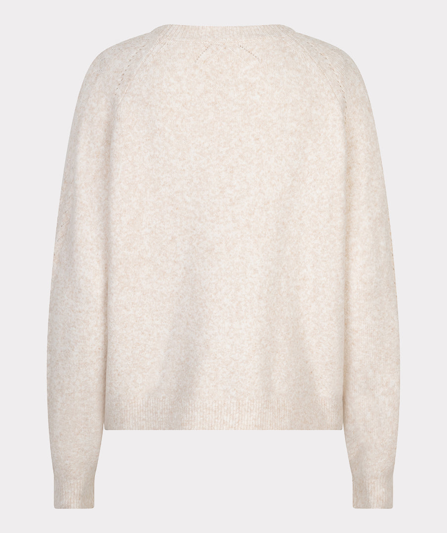 Back view of Beige sweater on a light gray background
