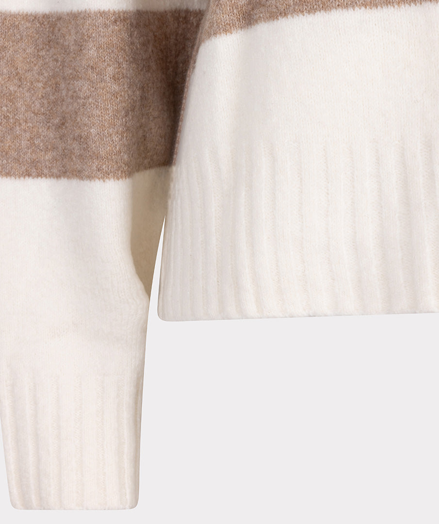 Close-up of a white and beige striped fabric texture