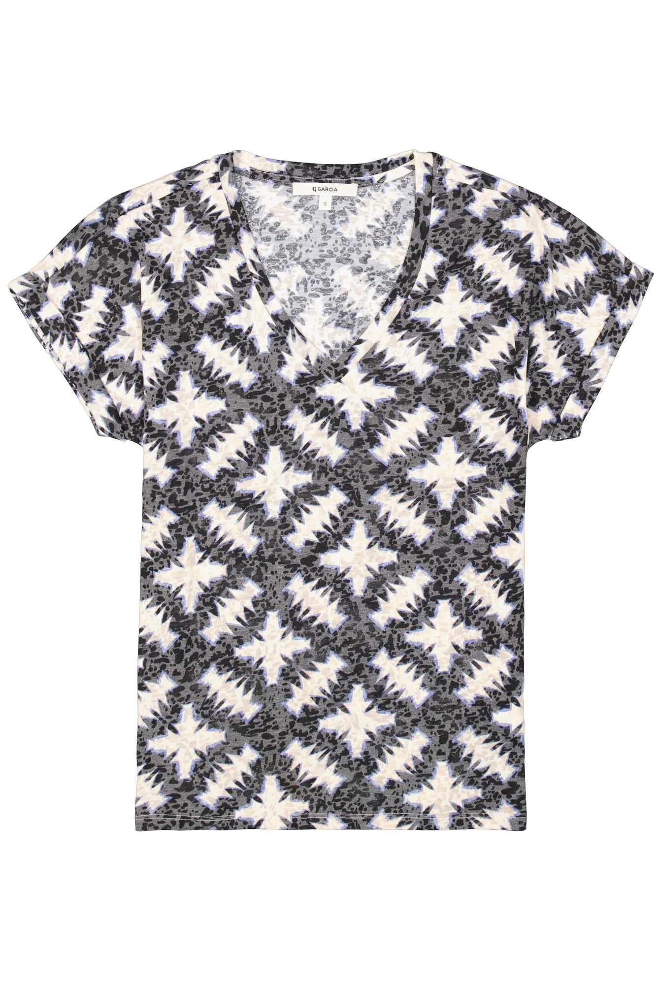 T-shirt with a geometric pattern on a white background