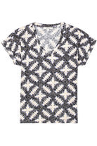 T-shirt with a geometric pattern on a white background